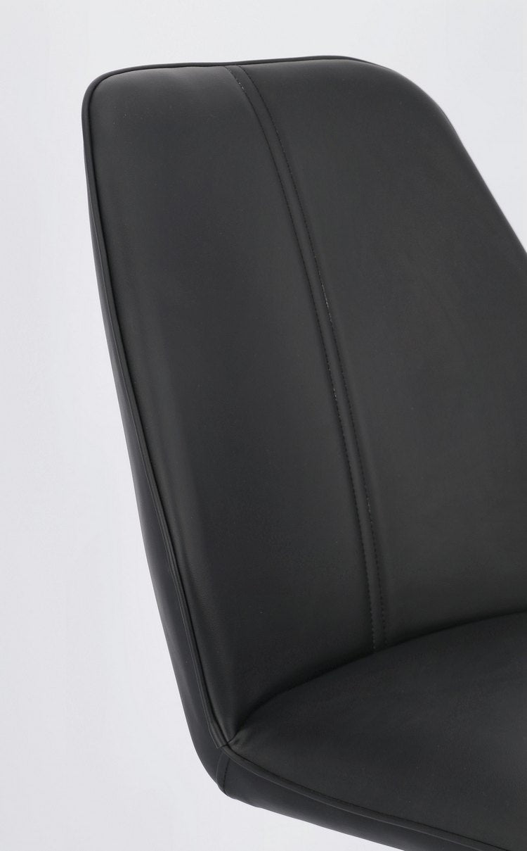 set di 4 sedie maxwell similpelle nero e gambe acciaio nero, ideale per cucina, sala da pranzo o studio