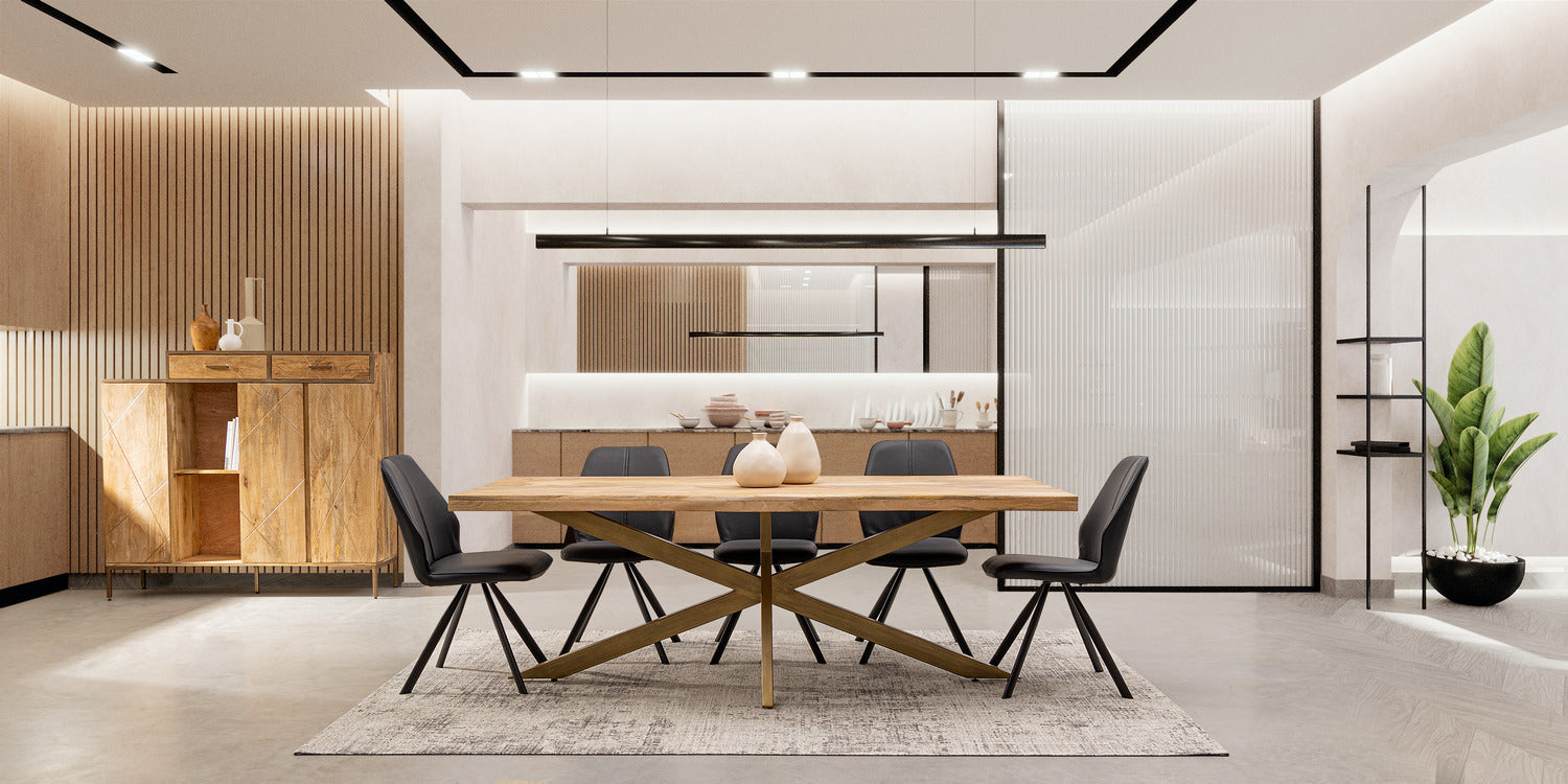 set di 4 sedie maxwell similpelle nero e gambe acciaio nero, struttura solida e stabile, adatta a ogni ambiente