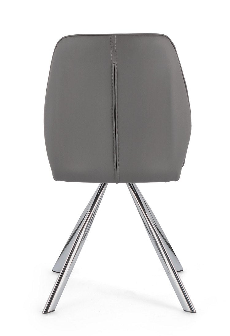 set di 4 sedie maxwell similpelle grigio e gambe acciaio cromato, seduta ergonomica per comfort quotidiano