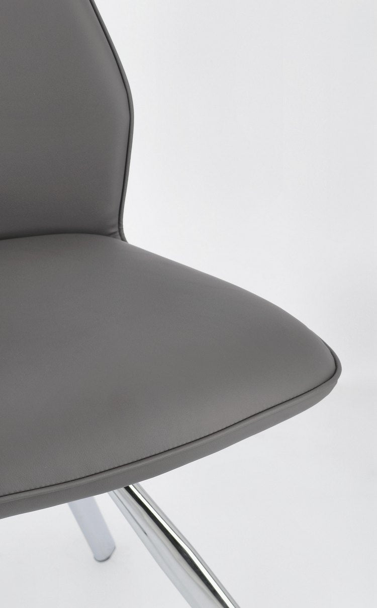set di 4 sedie maxwell similpelle grigio e gambe acciaio cromato, facile da abbinare a qualsiasi stile d’arredo