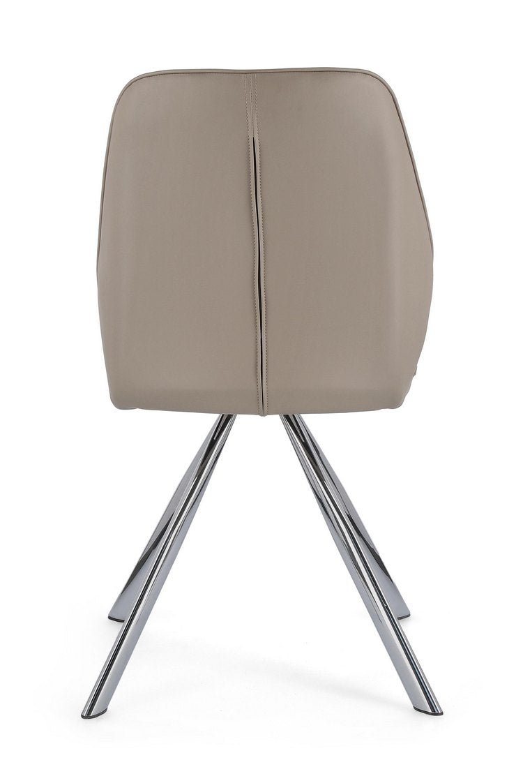 set di 4 sedie maxwell similpelle tortora e gambe acciaio cromato, seduta ergonomica per comfort quotidiano