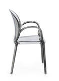 set di 4 sedie camilla in policarbonato trasparente fumé, impilabili, comfort superiore grazie al supporto laterale