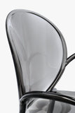 set di 4 sedie camilla in policarbonato trasparente fumé, impilabili, design sofisticato e funzionale per ambienti moderni