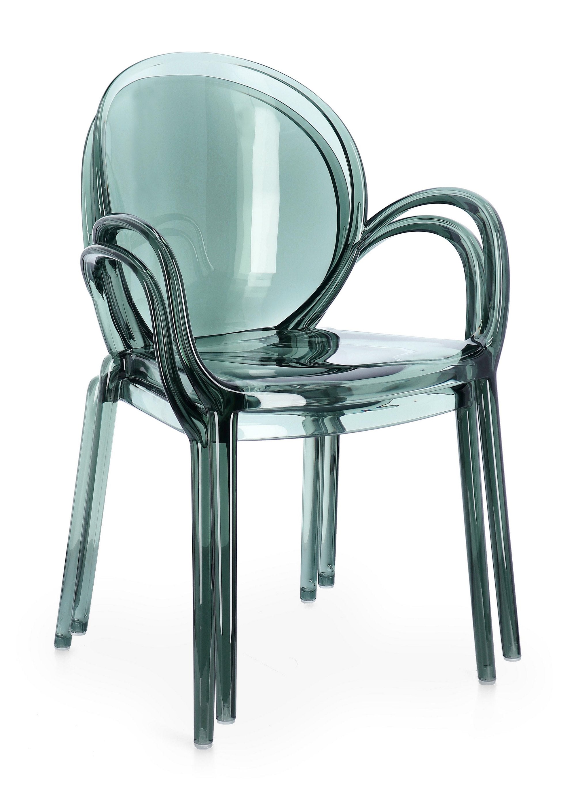 set di 4 sedie camilla in policarbonato trasparente verde menta, impilabili, ideale per creare una seduta accogliente e...