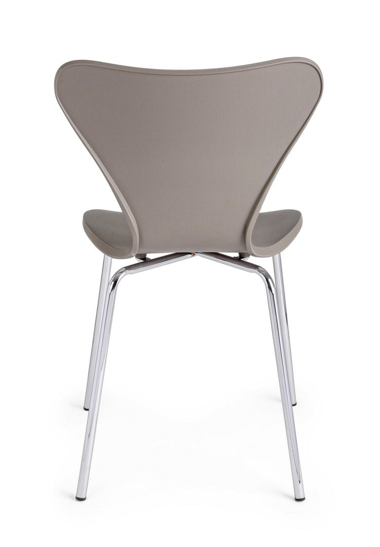 set di 4 sedie tessa in polipropilene cammello e gambe acciaio cromato, seduta ergonomica per comfort quotidiano
