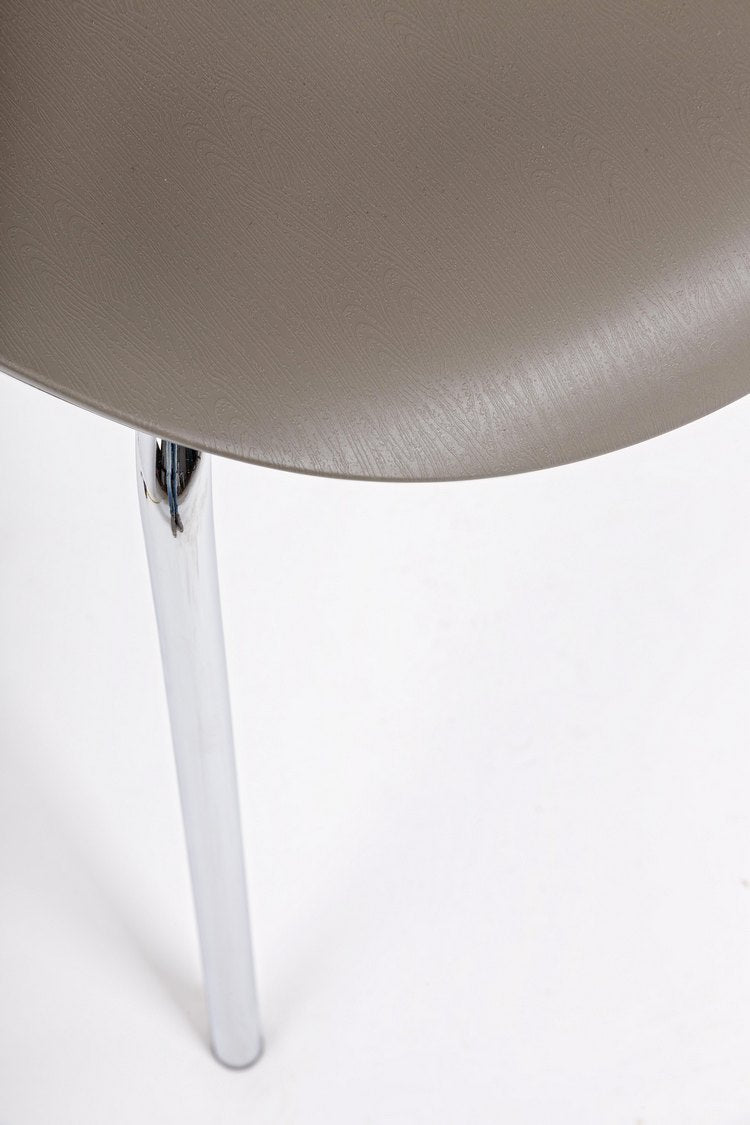 set di 4 sedie tessa in polipropilene cammello e gambe acciaio cromato, ideale per cucina, sala da pranzo o studio
