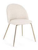set di 4 sedie tanya in tessuto avorio e base oro, sedia dal design moderno per sala da pranzo o soggiorno