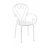 set di 4 sedie etienne in acciaio bianco impilabili, con braccioli, sedia per esterno resistente agli agenti atmosferici