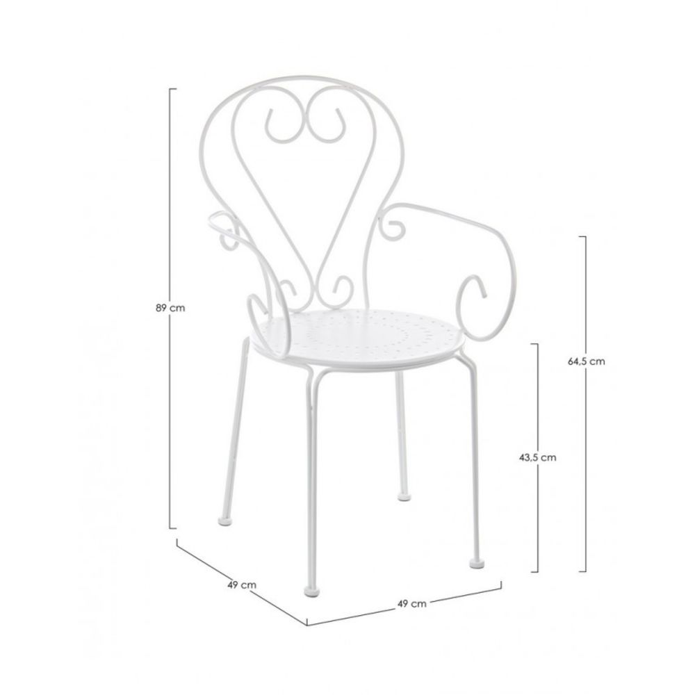 set di 4 sedie etienne in acciaio bianco impilabili, con braccioli, dettaglio della finitura in metallo, plastica o legno...