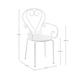 set di 4 sedie etienne in acciaio bianco impilabili, con braccioli, dettaglio della finitura in metallo, plastica o legno...