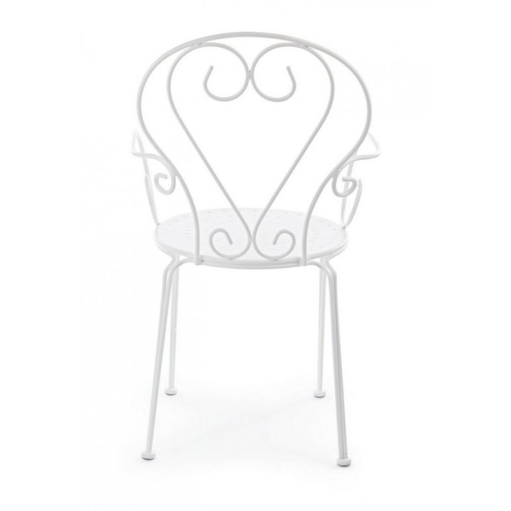 set di 4 sedie etienne in acciaio bianco impilabili, con braccioli, ideale per arredare con stile il tuo spazio outdoor