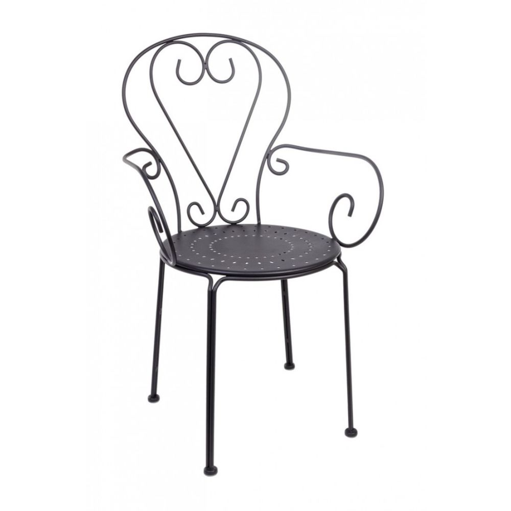 set di 4 sedie etienne in acciaio antracite impilabili, con braccioli, sedia per esterno resistente agli agenti atmosferici