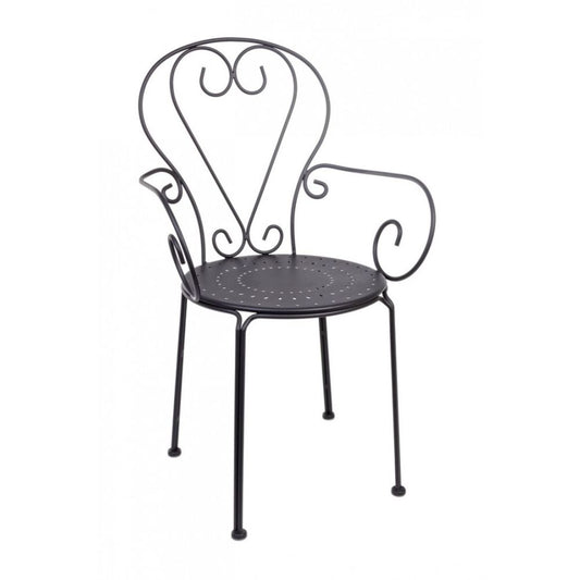 set di 4 sedie etienne in acciaio antracite impilabili, con braccioli, sedia per esterno resistente agli agenti atmosferici