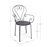 set di 4 sedie etienne in acciaio antracite impilabili, con braccioli, dettaglio della finitura in metallo, plastica o legno...