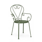 set di 4 sedie etienne in acciaio verde impilabili, con braccioli, sedia per esterno resistente agli agenti atmosferici