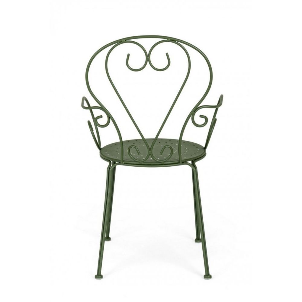 set di 4 sedie etienne in acciaio verde impilabili, con braccioli, ideale per arredare con stile il tuo spazio outdoor