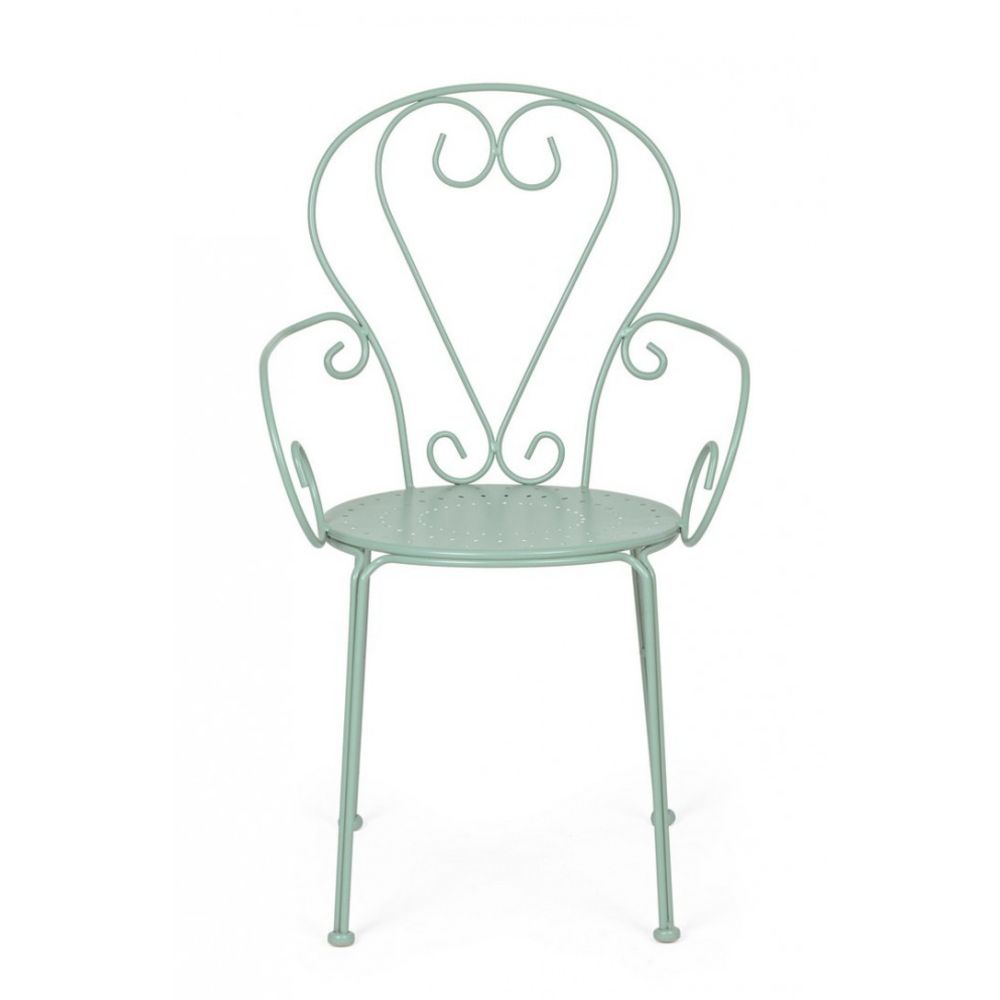 set di 4 sedie etienne in acciaio verde chiaro impilabili, con braccioli, ideale per arredare con stile il tuo spazio outdoor