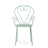 set di 4 sedie etienne in acciaio verde chiaro impilabili, con braccioli, comoda e leggera, perfetta per giardino o balcone