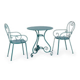 set di 4 sedie etienne in acciaio blu impilabili, con braccioli, dettaglio della finitura in metallo, plastica o legno...