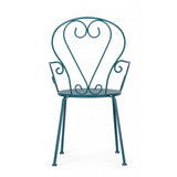 set di 4 sedie etienne in acciaio blu impilabili, con braccioli, comoda e leggera, perfetta per giardino o balcone