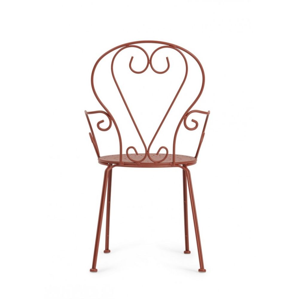 set di 4 sedie etienne in acciaio rosso impilabili, con braccioli, ideale per arredare con stile il tuo spazio outdoor