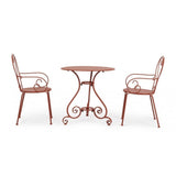 set di 4 sedie etienne in acciaio rosso impilabili, con braccioli, comoda e leggera, perfetta per giardino o balcone