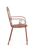set di 4 sedie etienne in acciaio rosso impilabili, con braccioli, impilabile e salvaspazio per uso stagionale