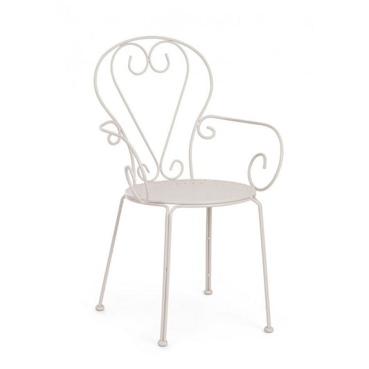 set di 4 sedie etienne in acciaio beige impilabili, con braccioli, sedia per esterno resistente agli agenti atmosferici