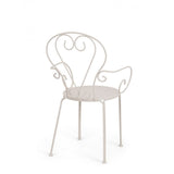 set di 4 sedie etienne in acciaio beige impilabili, con braccioli, dettaglio della finitura in metallo, plastica o legno...