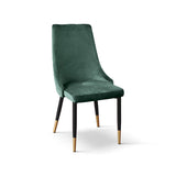 set di 4 sedie irvine in tessuto effetto velluto verde e gambe in metallo antracite e oro, sedia dal design moderno per sala...
