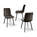 set di 4 sedie noho effetto velluto marrone, dettaglio della struttura in legno, metallo o plastica