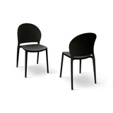 set di 4 sedie marbella in polipropilene nero, dettaglio della finitura in metallo, plastica o legno trattato