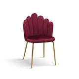 set di 4 sedie lille in tessuto effetto velluto bordeaux e gambe in metallo color oro, sedia dal design moderno per sala da...