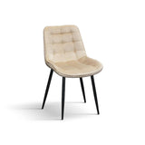 set di 4 sedie barcellona rivestite in velluto beige e gambe in metallo nero, sedia dal design moderno per sala da pranzo o...