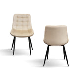 set di 4 sedie barcellona rivestite in velluto beige e gambe in metallo nero, dettaglio della struttura in legno, metallo o...