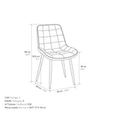 set di 4 sedie barcellona rivestite in velluto beige e gambe in metallo nero, ideale per cucina, sala da pranzo o studio