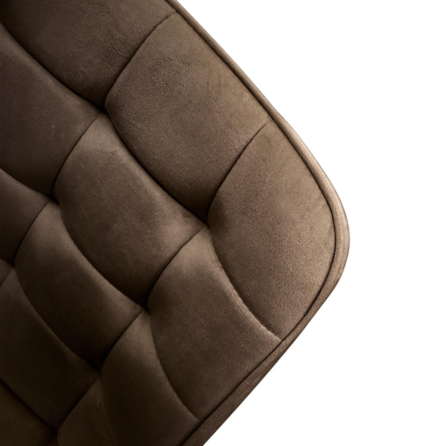 set di 4 sedie barcellona rivestite in velluto marrone e gambe in metallo nero, seduta ergonomica per comfort quotidiano