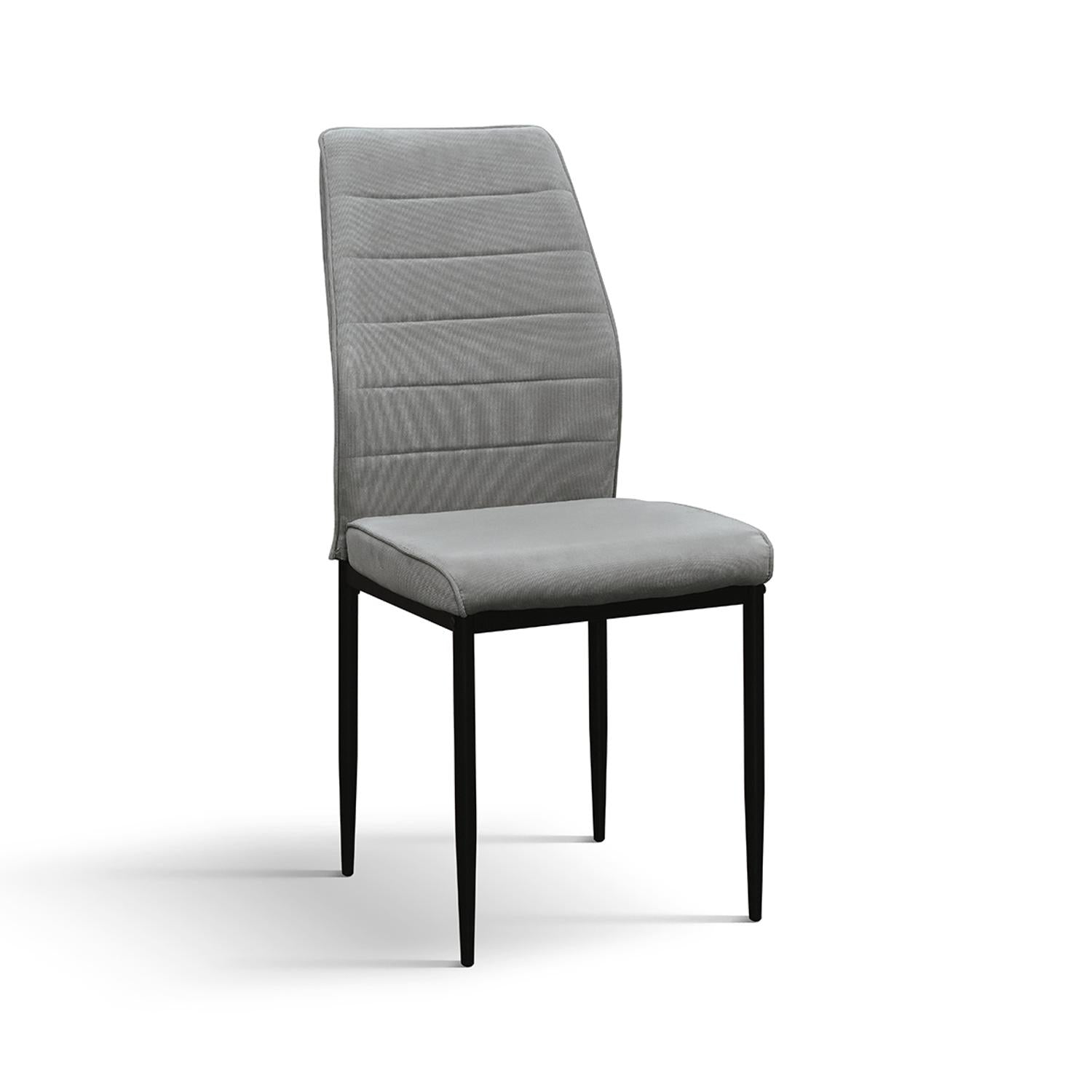 set di 4 sedie lubiana in tessuto grigio e gambe in metallo nero opaco, sedia dal design moderno per sala da pranzo o...