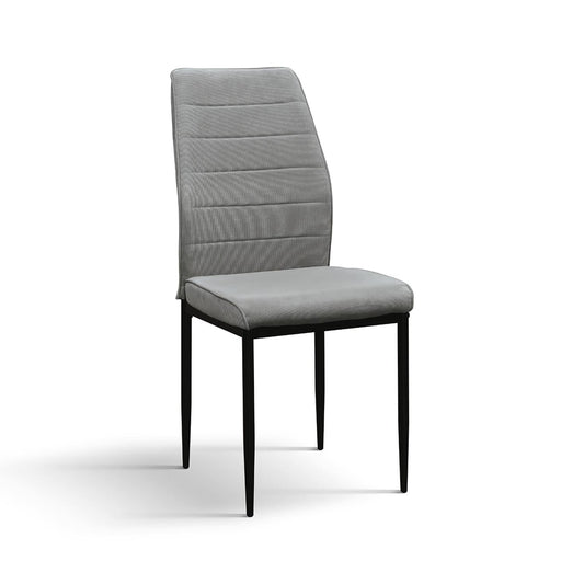 set di 4 sedie lubiana in tessuto grigio e gambe in metallo nero opaco, sedia dal design moderno per sala da pranzo o...