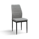 set di 4 sedie lubiana in tessuto grigio e gambe in metallo nero opaco, sedia dal design moderno per sala da pranzo o...