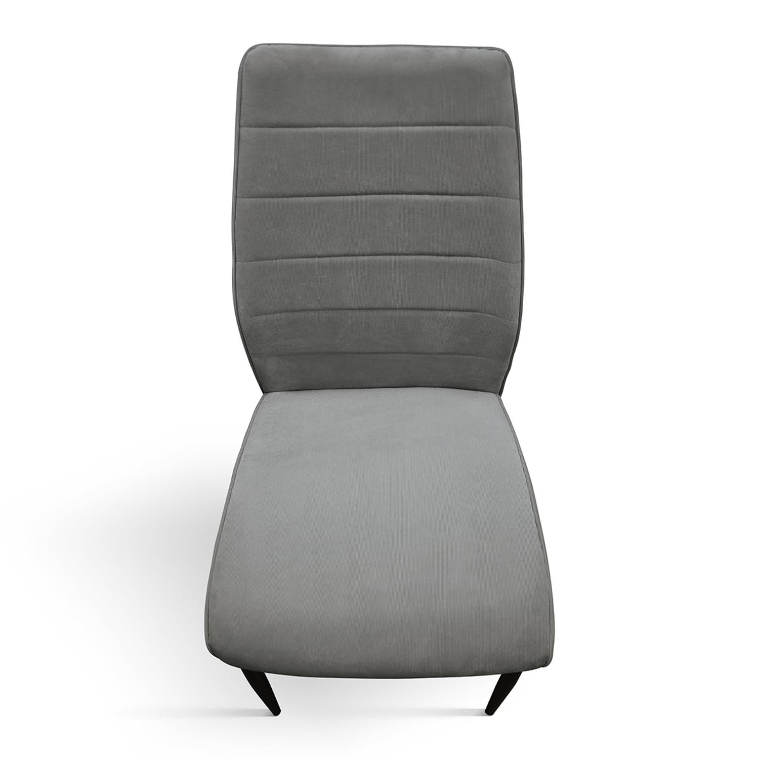 set di 4 sedie lubiana in tessuto grigio e gambe in metallo nero opaco, seduta ergonomica per comfort quotidiano