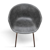 set di 4 sedie copenaghen rivestite in pelle antracite e gambe in metallo nero, seduta ergonomica per comfort quotidiano