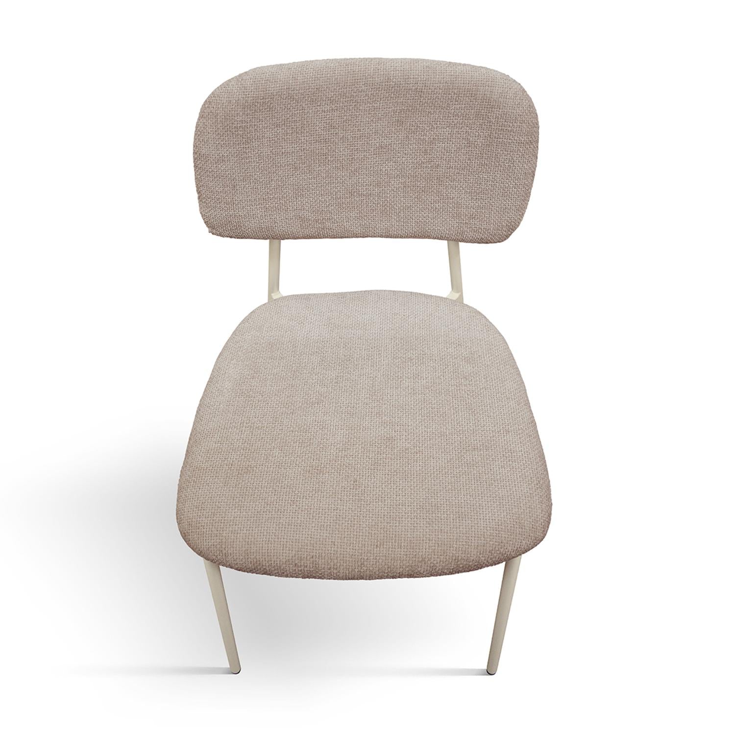 set di 4 sedie berlino in tessuto beige e gambe in metallo beige, seduta ergonomica per comfort quotidiano