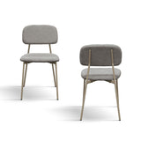 set di 4 sedie berlino in tessuto grigio e gambe in metallo beige, dettaglio della struttura in legno, metallo o plastica