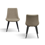 set di 4 sedie vienna in tessuto beige e gambe in metallo nero, dettaglio della struttura in legno, metallo o plastica