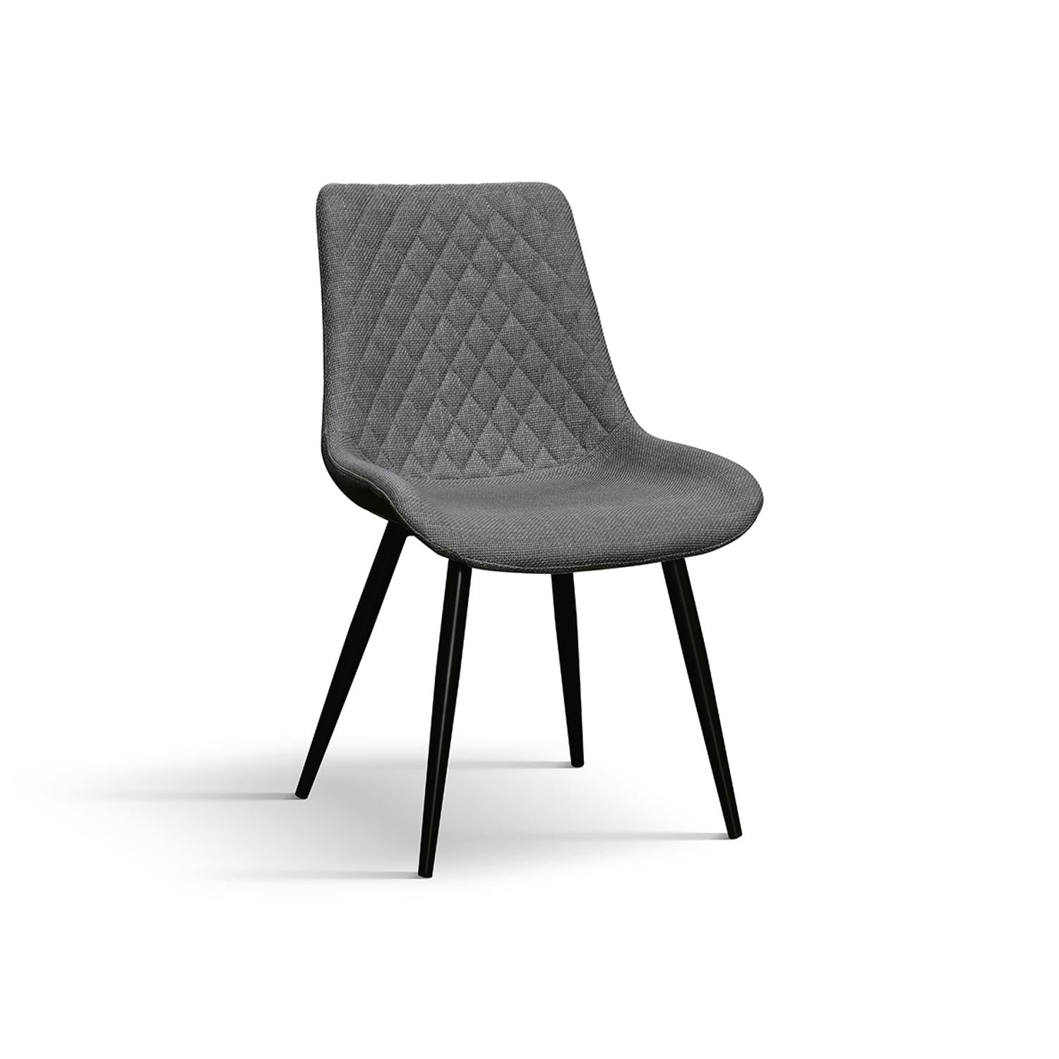 set di 4 sedie vienna in tessuto grigio e gambe in metallo nero, sedia dal design moderno per sala da pranzo o soggiorno