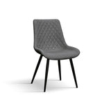 set di 4 sedie vienna in tessuto grigio e gambe in metallo nero, sedia dal design moderno per sala da pranzo o soggiorno