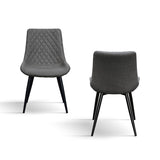 set di 4 sedie vienna in tessuto grigio e gambe in metallo nero, dettaglio della struttura in legno, metallo o plastica