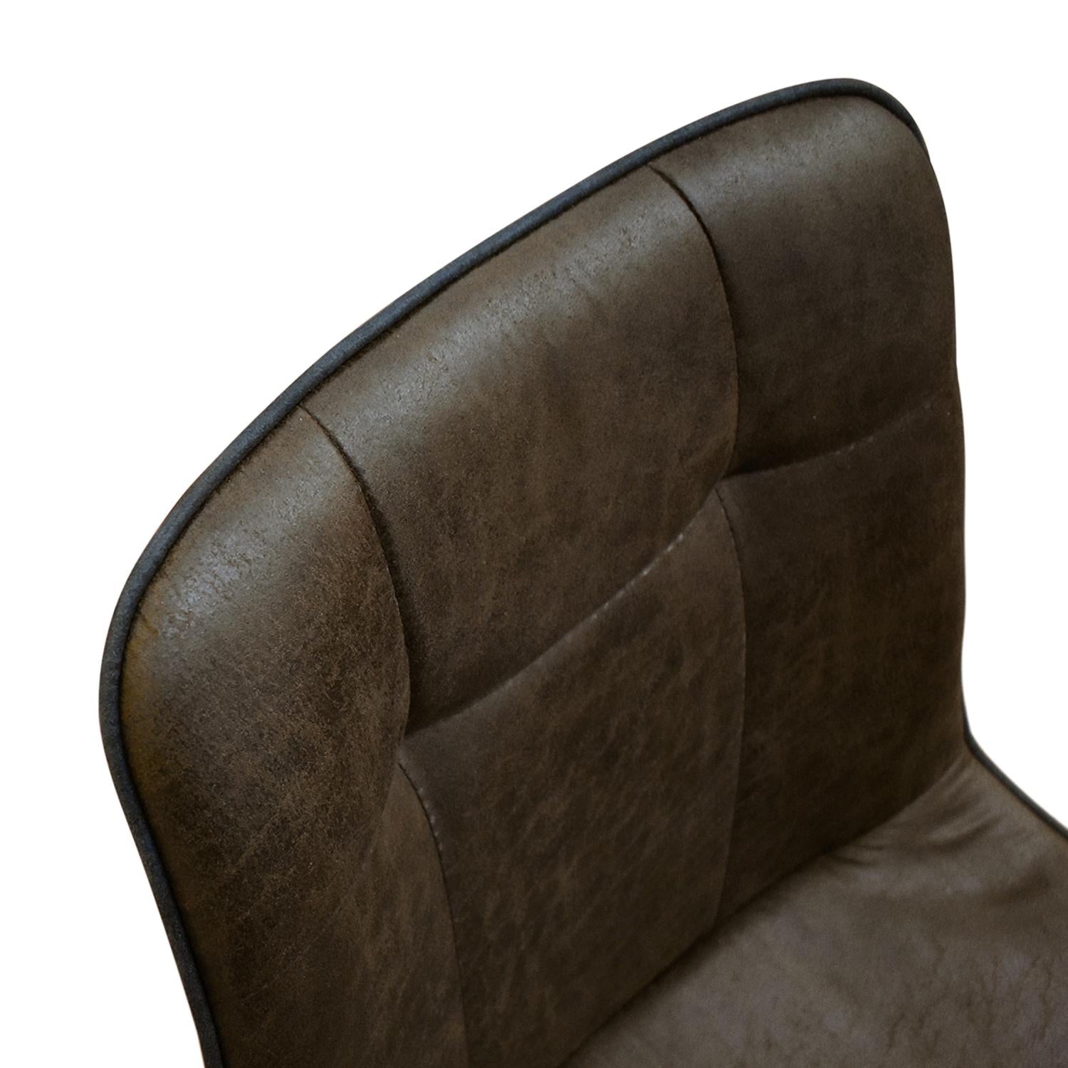 set di 4 sedie bruxelles in ecopelle castagna e gambe in metallo nero, ideale per cucina, sala da pranzo o studio