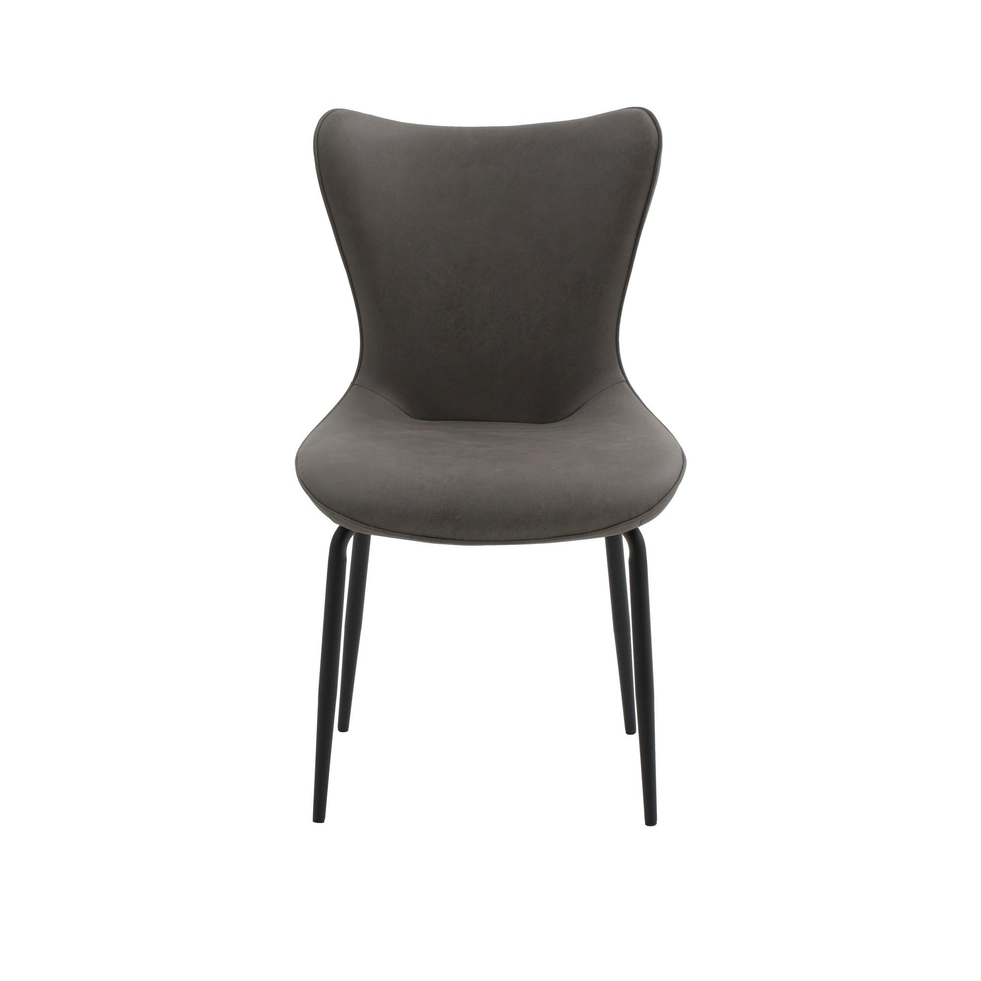 set di 4 sedie bondi beach in similpelle grigio e gambe in metallo nero, dettaglio della struttura in legno, metallo o...